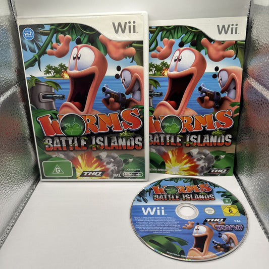 Worms: Battle Islands • Nintendo Wii Game + Manual (2010) PAL AUS Complete • THQ