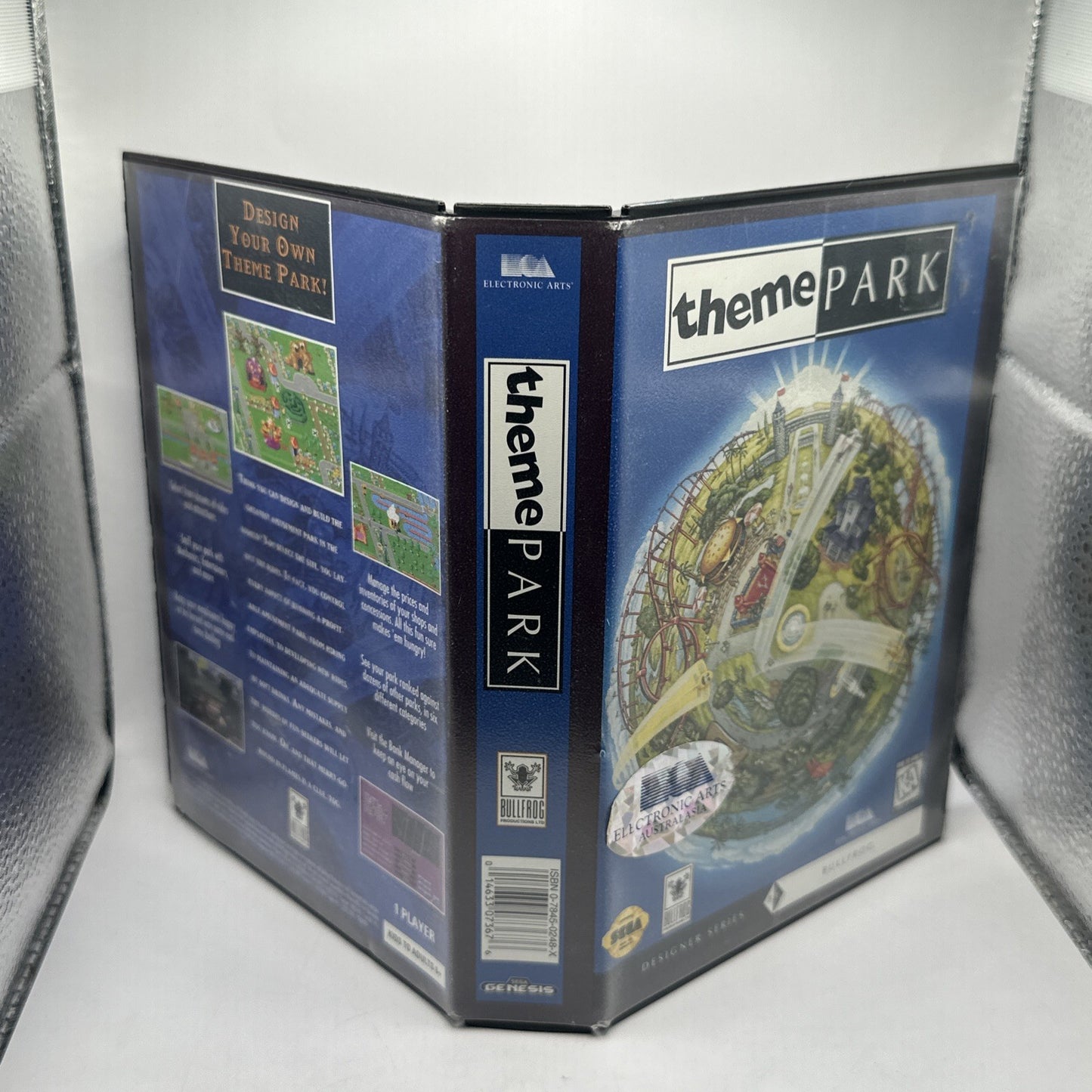 Theme Park • SEGA Genesis Game + Manual (1995) Complete CIB Boxed • Bullfrog EA