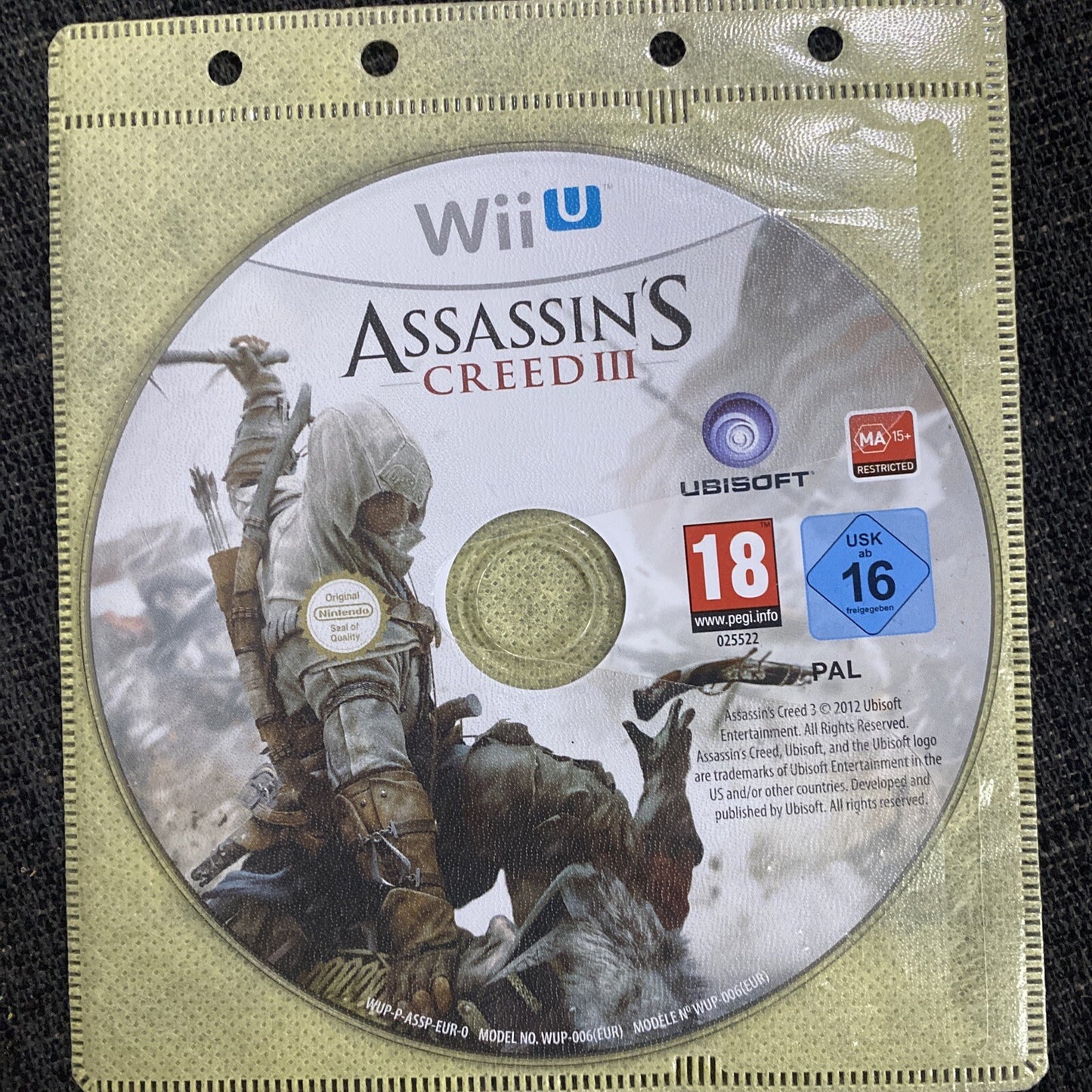 Assassins Creed III 3 Nintendo Wii U Game PAL • DISC ONLY! No Case Or Manual