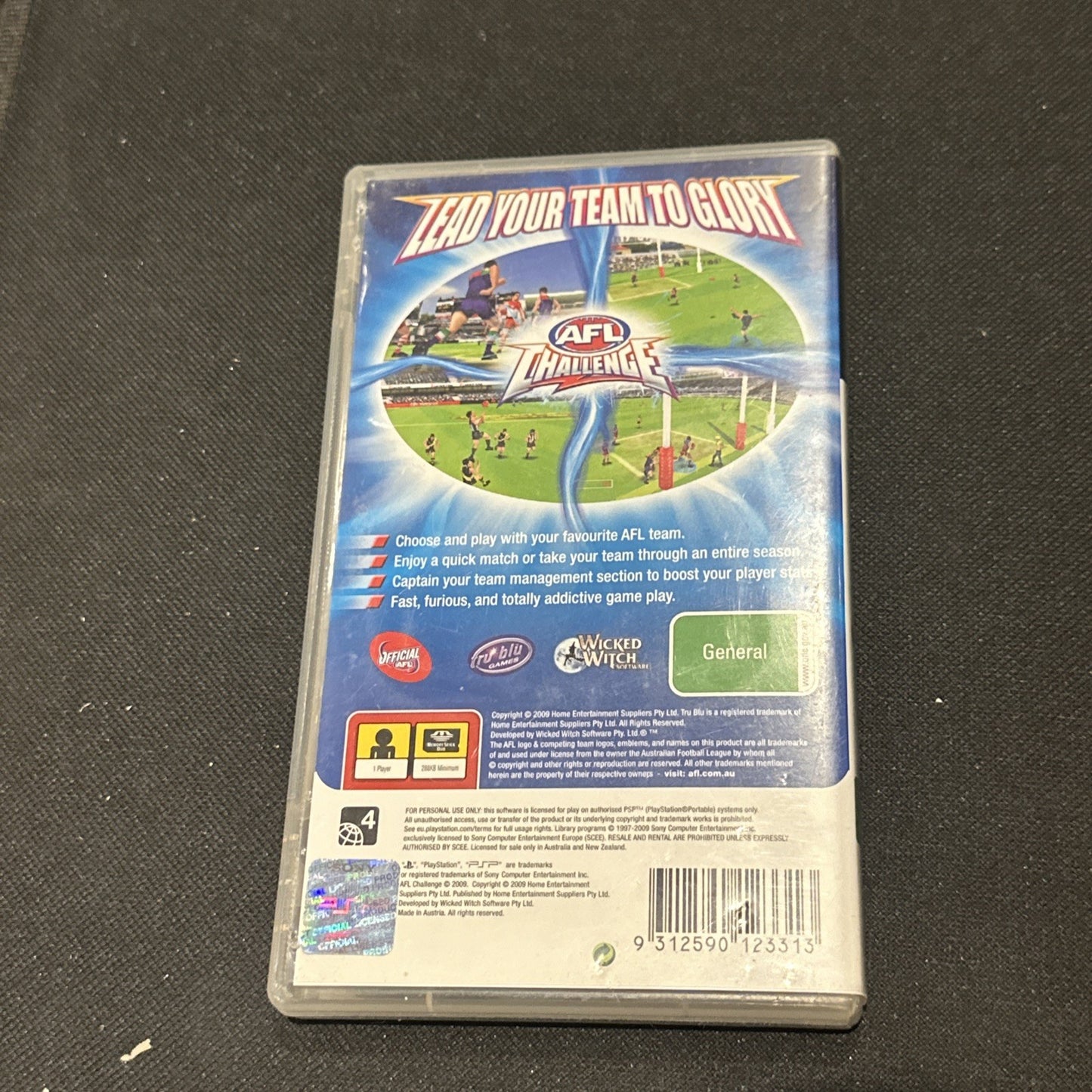 AFL Challenge • Sony PSP PlayStation Portable Game + Manual (2009) Aussie Rules