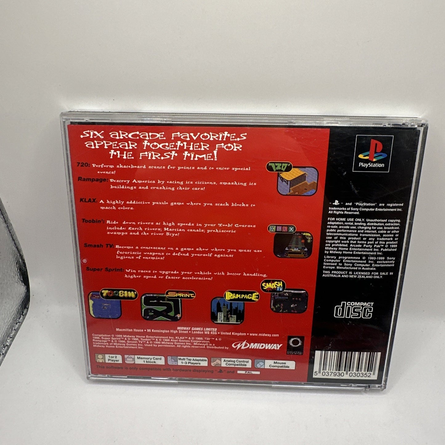 Arcade Party Pak • Sony Playstation 1 PS1 Game + Manual (1999) PAL • Midway Pack