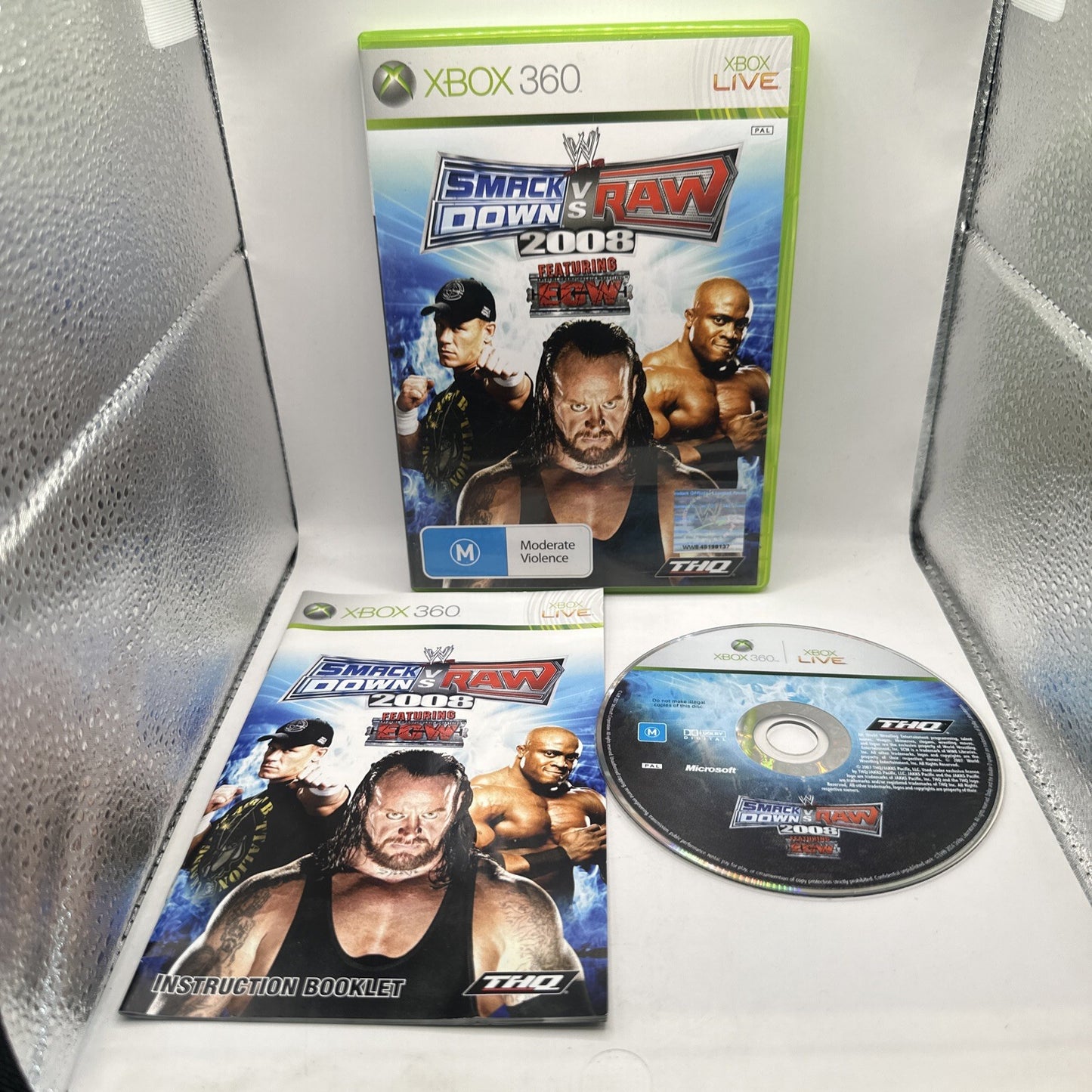 WWE Smackdown VS Raw 2008 • Xbox 360 Game + Manual PAL AUS Complete • Wrestling