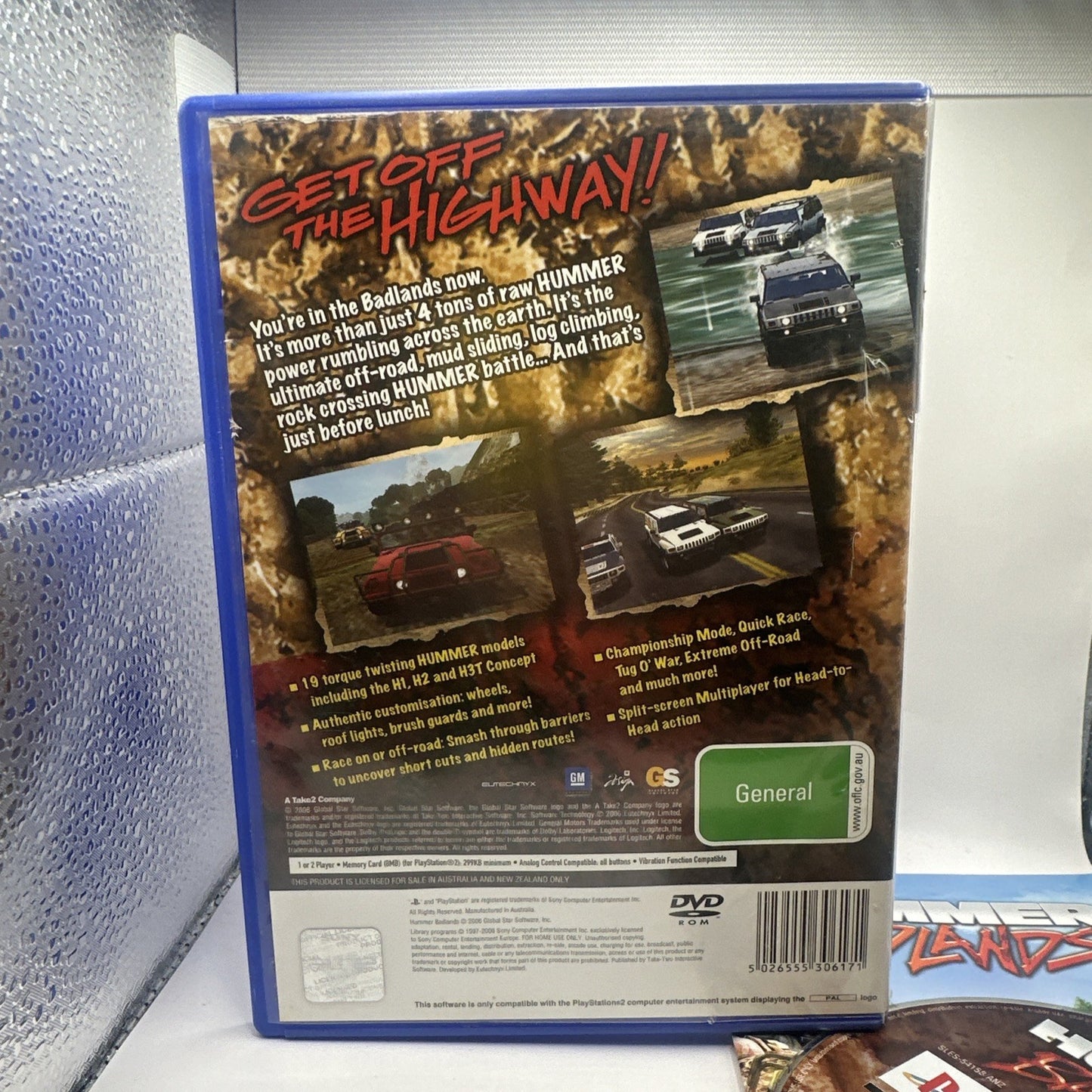 Hummer Badlands • PlayStation 2 PS2 Game + Manual (2006) AUS PAL • GM Car Games