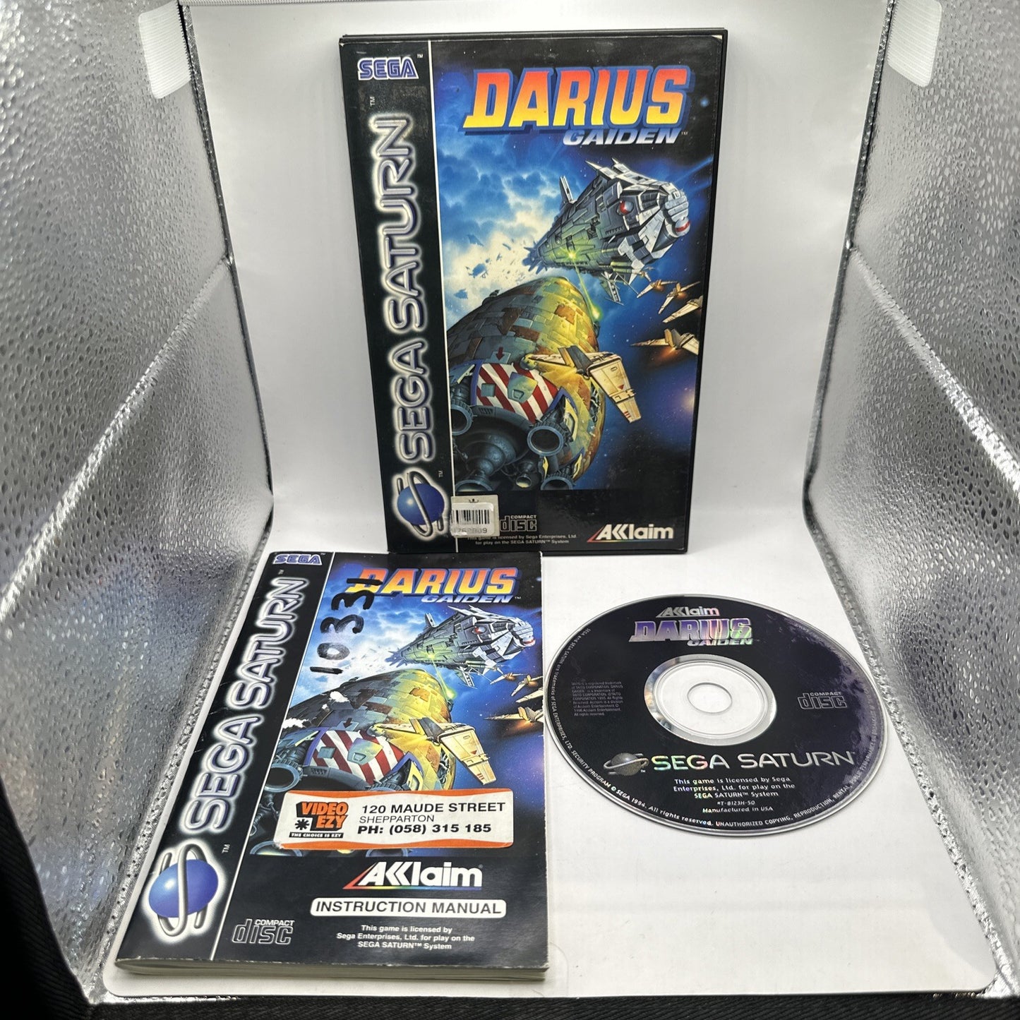 DARIUS GAIDEN • Sega Saturn Game + Manual (1994) PAL • Complete CIB • Acclaim