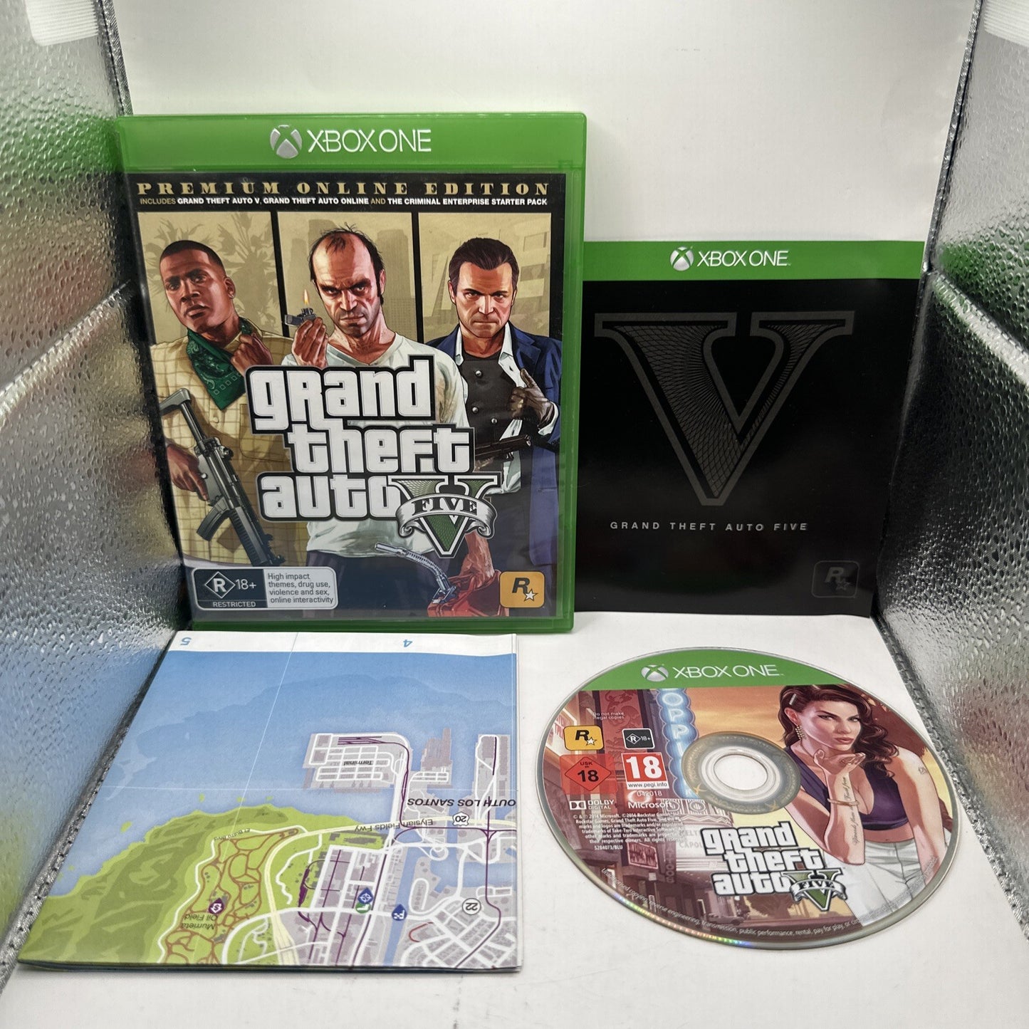 Grand Theft Auto V - Premium Online Edition • Xbox One Game + Poster/Map • GTA 5
