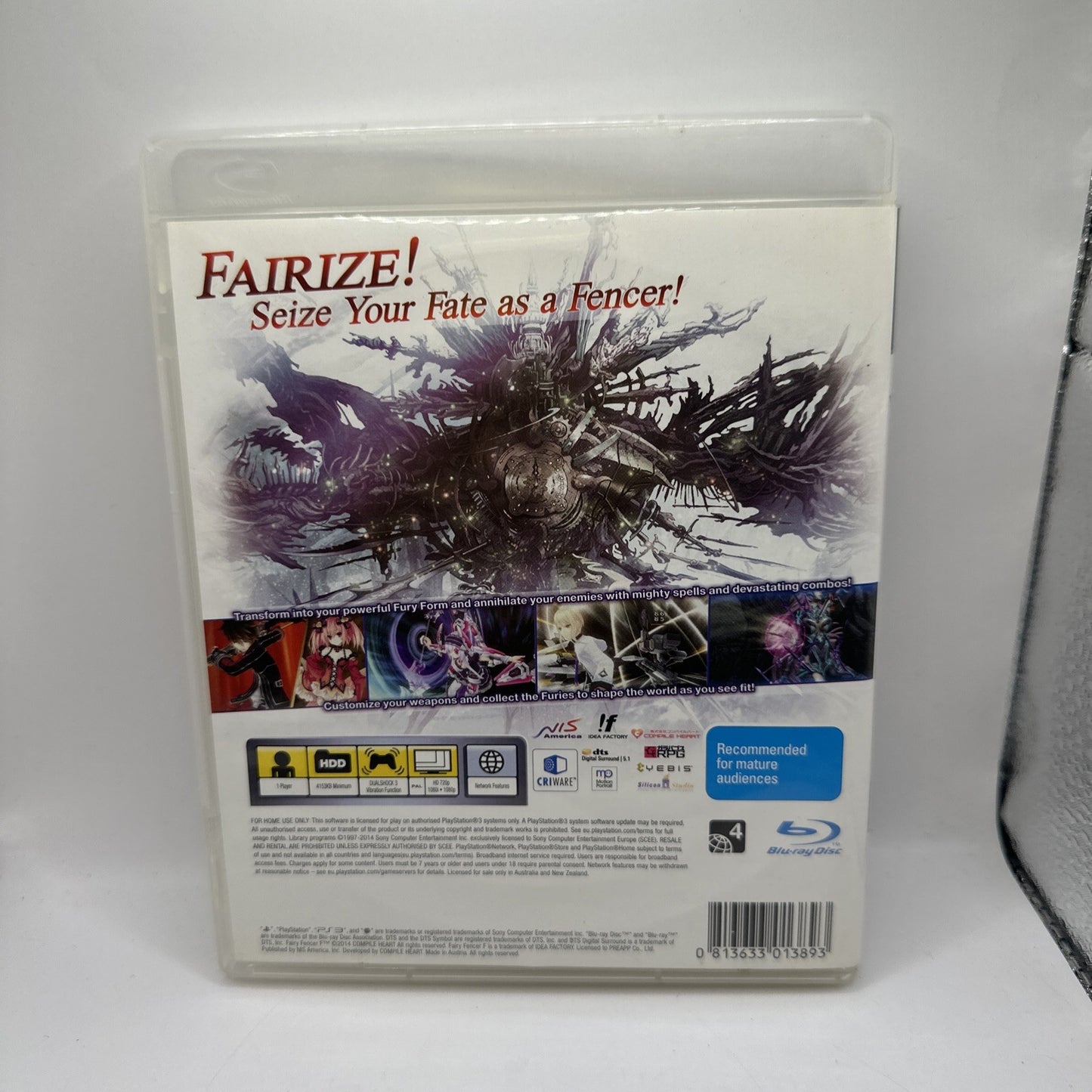 Fairy Fencer F • Playstation 3 PS3 Game + Manual (2014) Australian • NIS JRPG