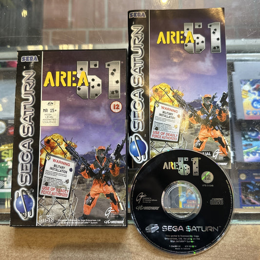 Area 51 • Sega Saturn Game + Manual PAL (1995) Complete CIB • Midway