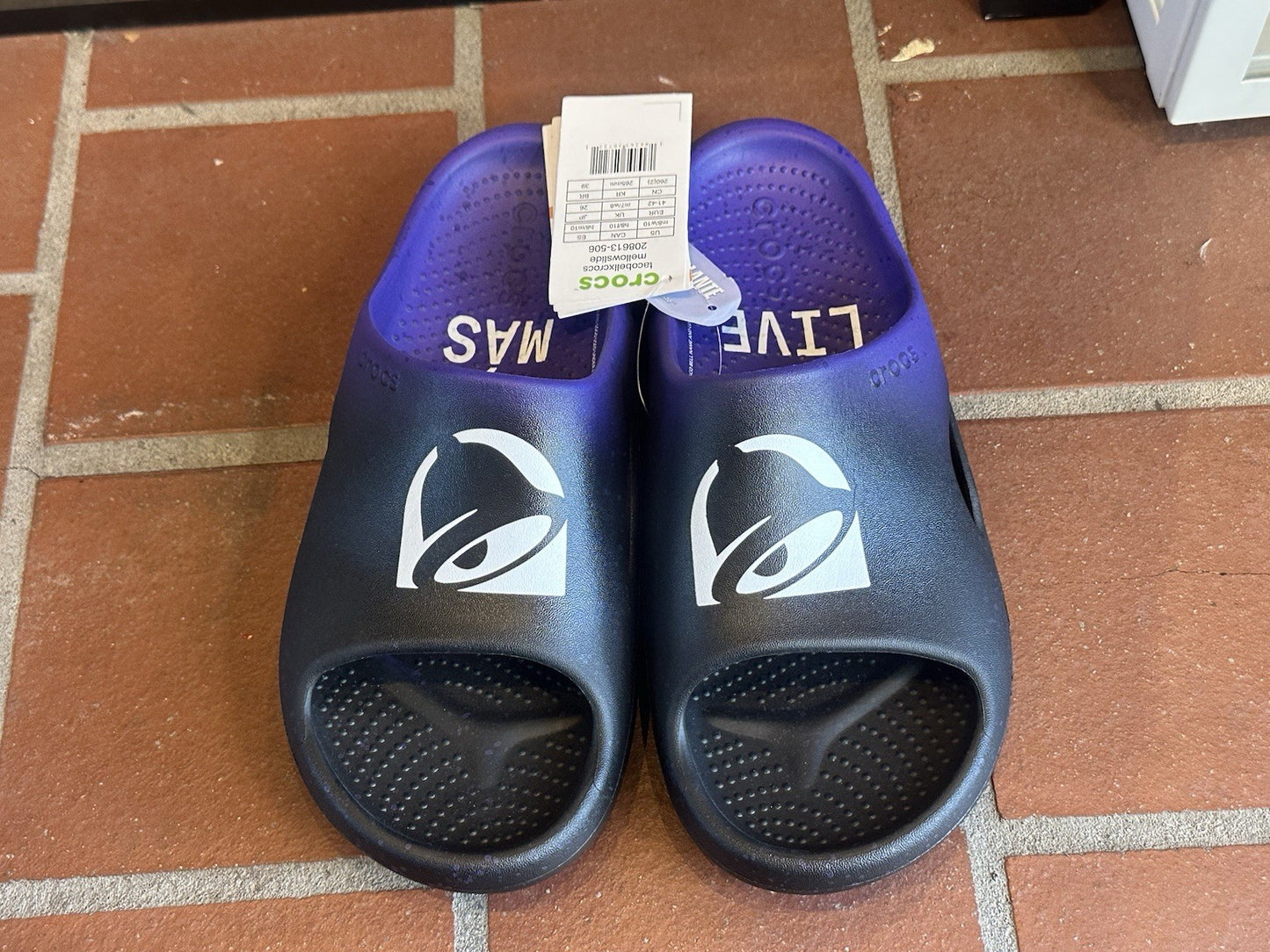 Crocs x Taco Bell Mellow Slide Sandal ‘Live Más’ *NEW* Size 8 Mens / 10 Womens