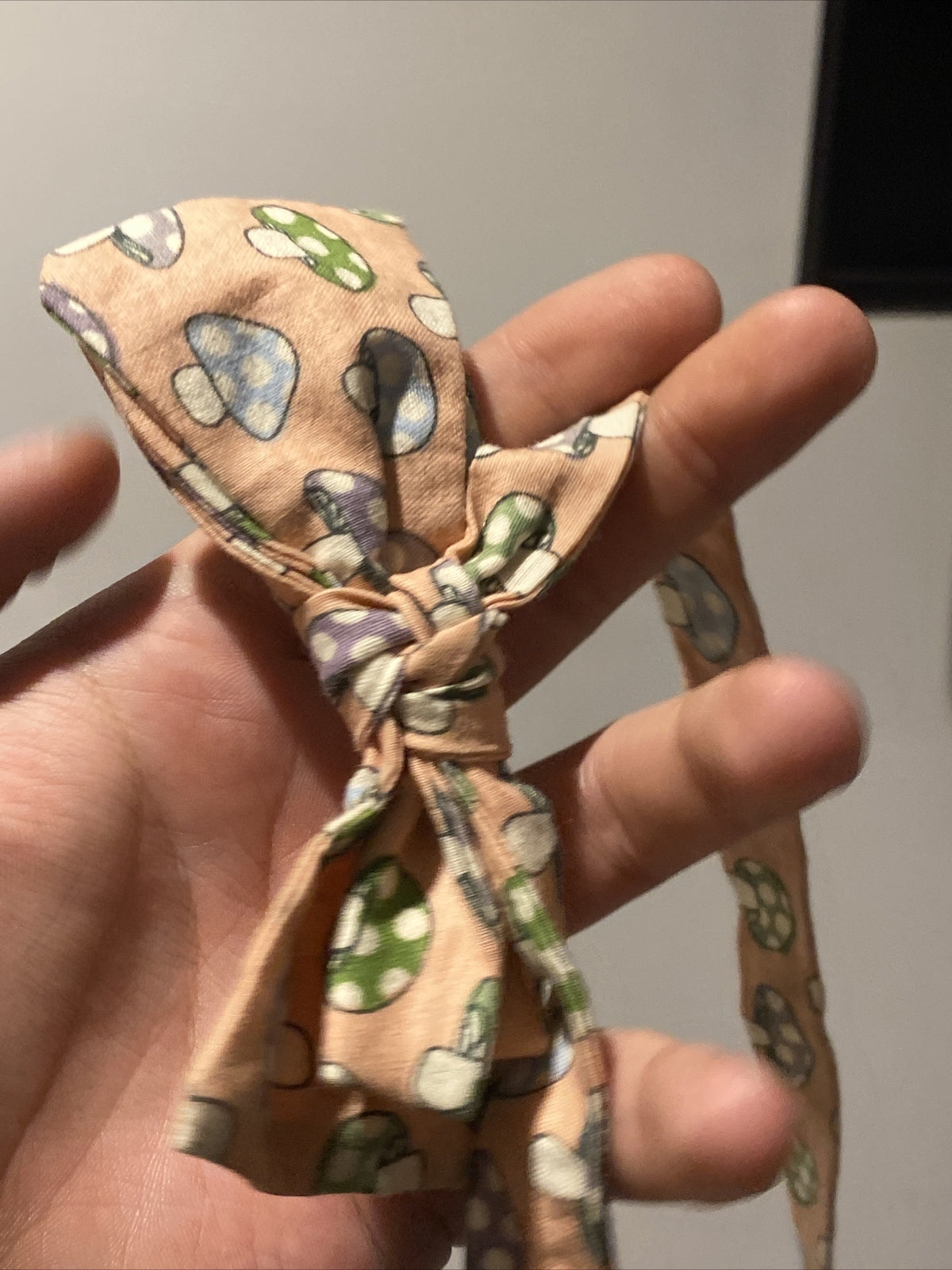 Vintage Clip On Bowtie With Mushroom Print/Pattern