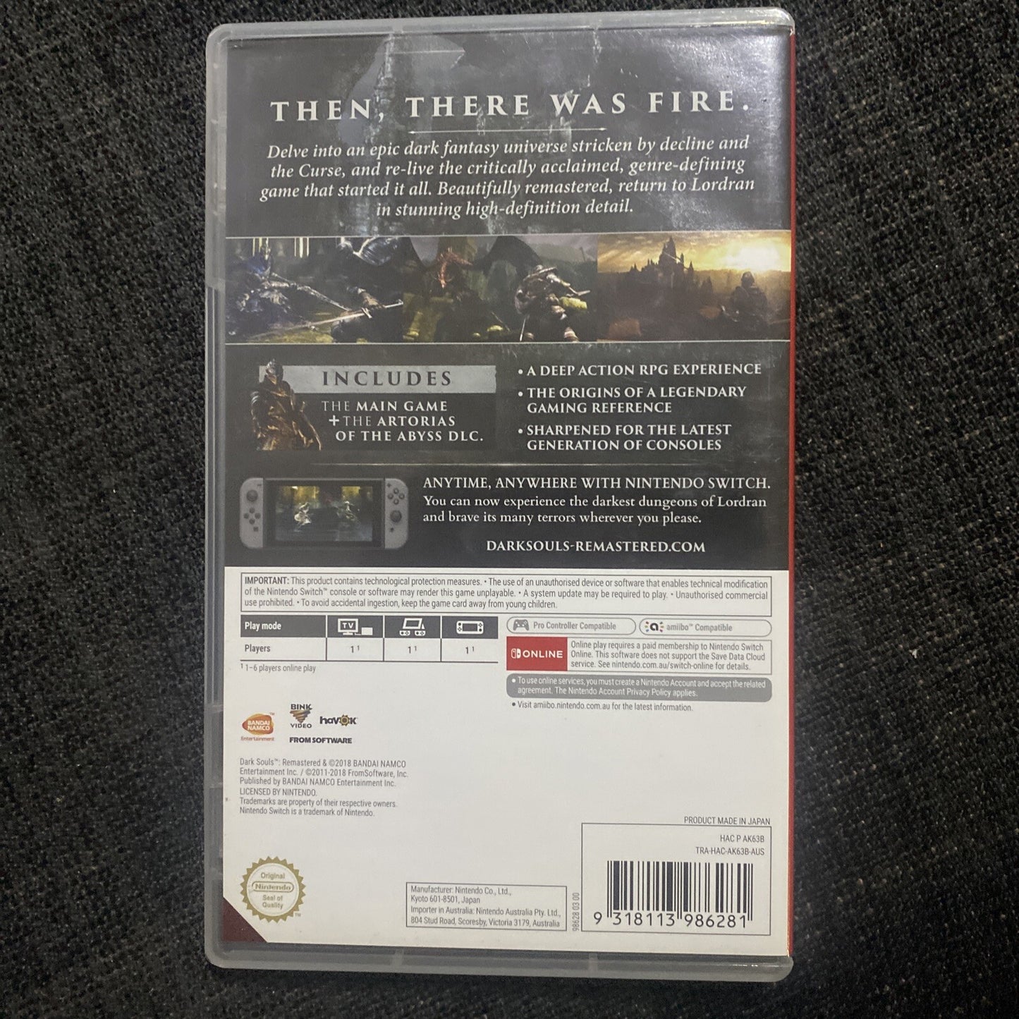 Dark Souls Remastered Nintendo Switch **CASE ONLY!! NO GAME INCLUDED!!** AUS PAL