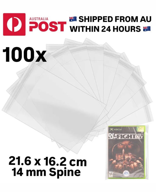 100x DVD / Game / Xbox / PS2 Case Plastic Sleeve Cover OPP Bag • 21.6 x 16.2cm