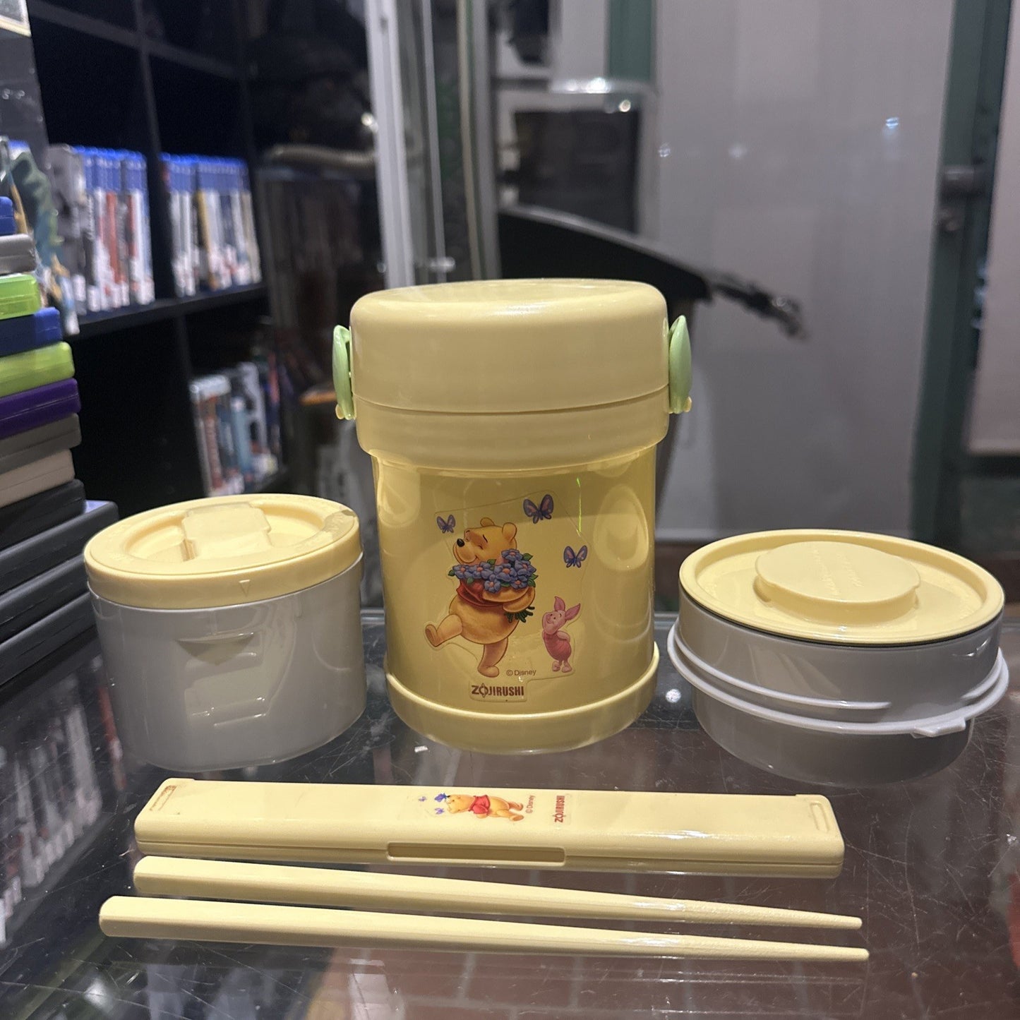 VTG Disney Winnie The Pooh Zojirushi Bento Lunch Box + Chopsticks Heat Insulated