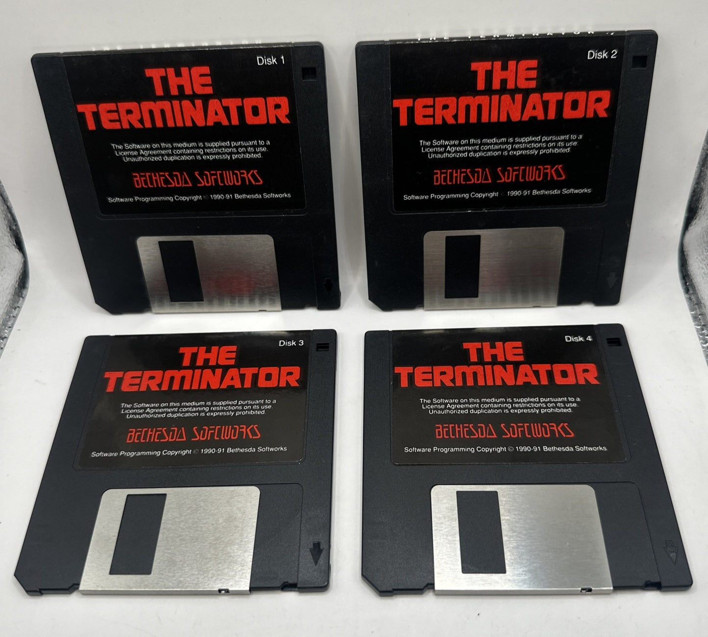 The Terminator • IBM Vintage PC Game (1991) Bethesda • 3.5" Floppy Disk x 4