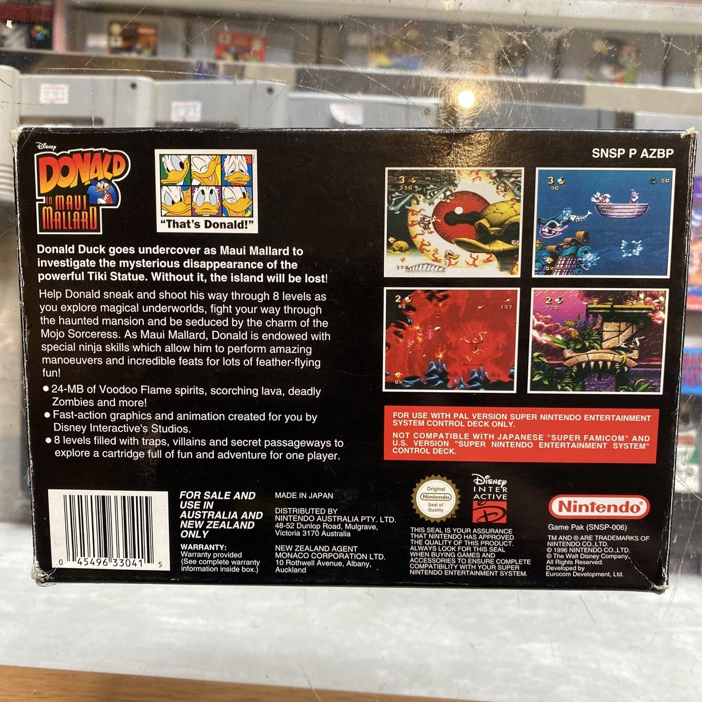 Donald In Maui Mallard Super Nintendo SNES Game In Box + Manual PAL AUS • Boxed