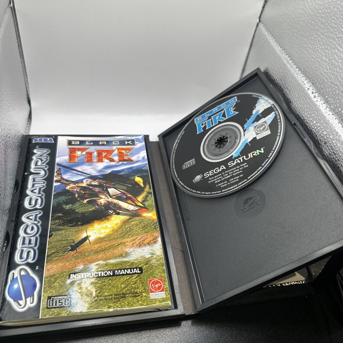 Black Fire • Sega Saturn Game + Manual (1995) PAL • Complete • Combat Flight Sim