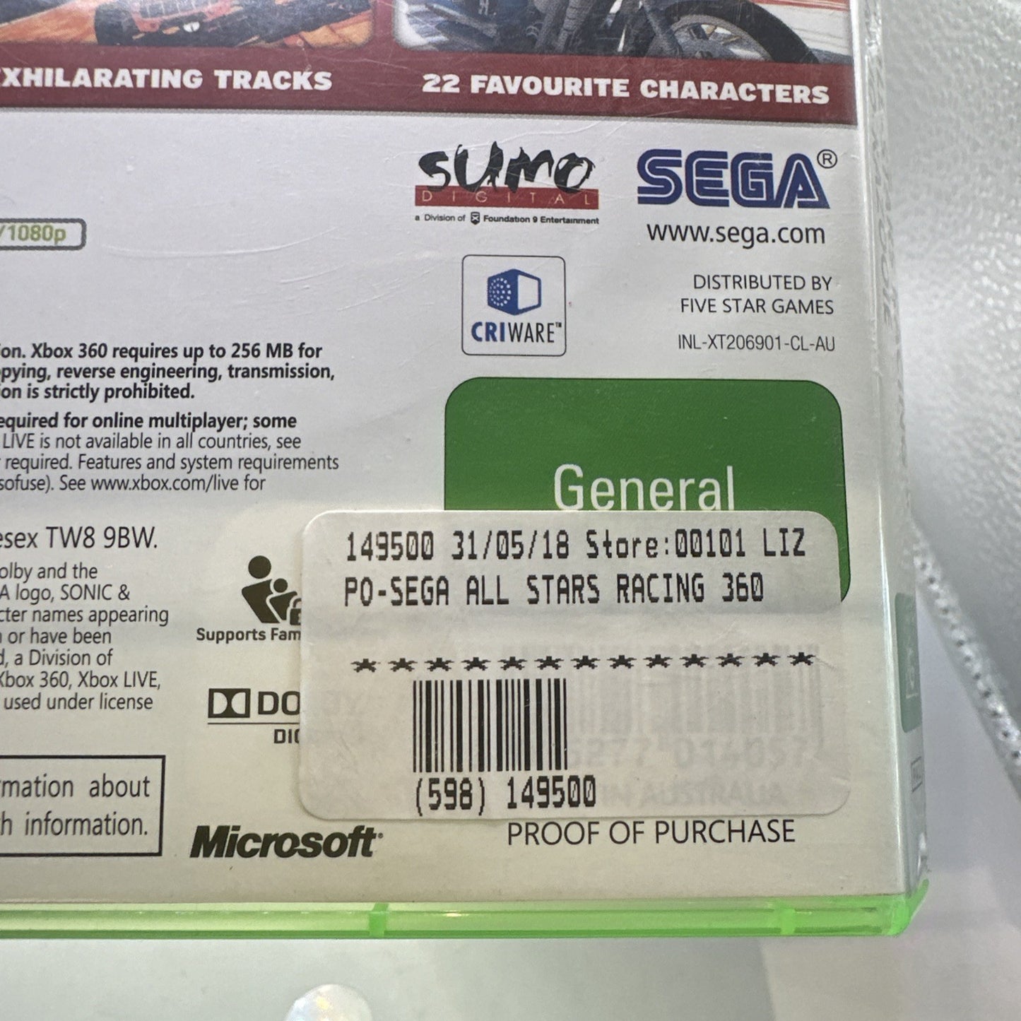 Sonic & Sega All-Stars Racing with Banjo-Kazooie • Xbox 360 Game (2010) PAL AUS