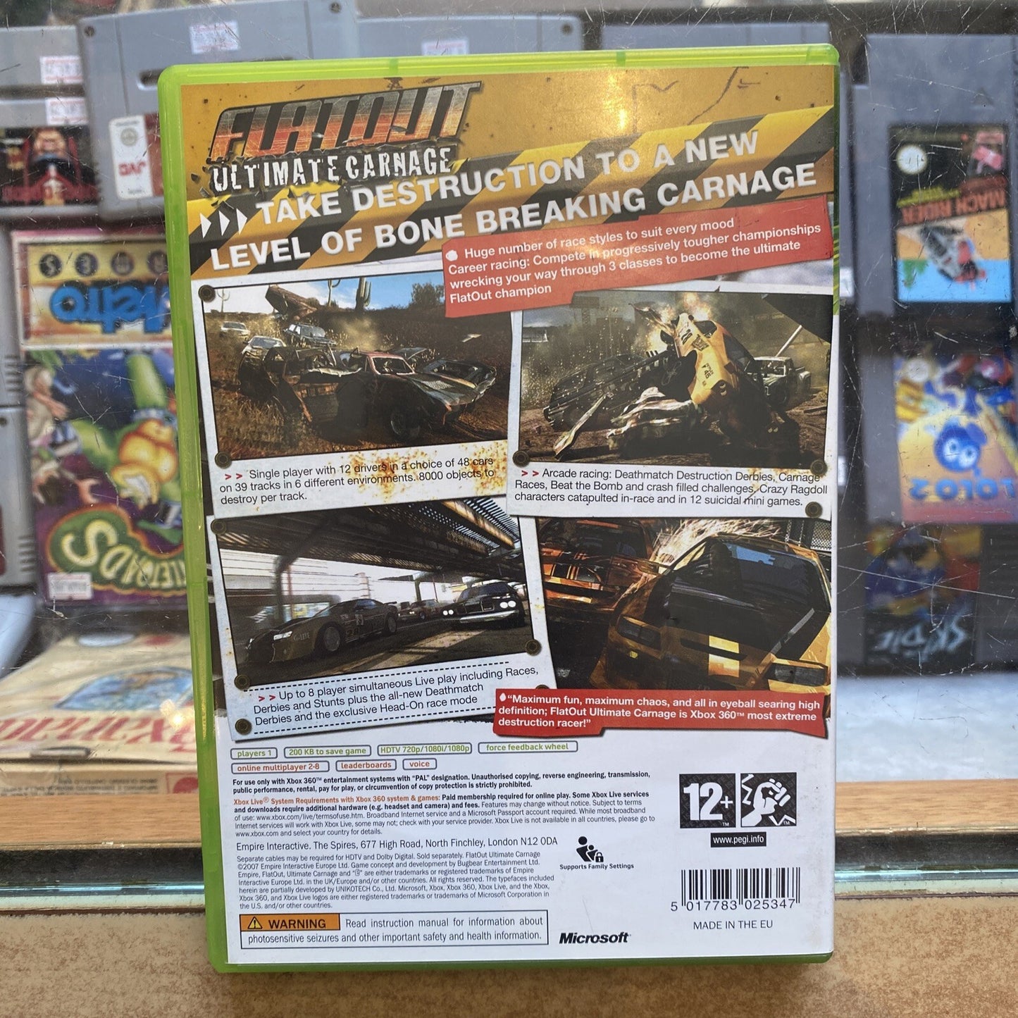Flatlout Ultimate Carnage Xbox 360 Game + Manual (2007) PAL Read Description