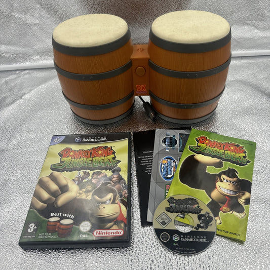 Donkey Kong Jungle Beat • Nintendo GameCube Game + Bongos Drums Controller PAL