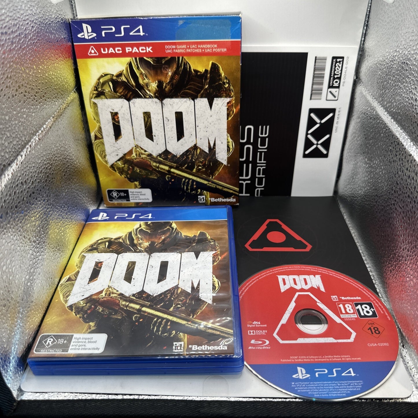Doom - UAC Pack • Playstation 4 PS4 Game + Manual & Poster (2016) AUS