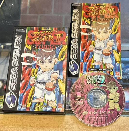 Super Puzzle Fighter II 2 Turbo • Sega Saturn Game + Manual (1994) PAL Complete
