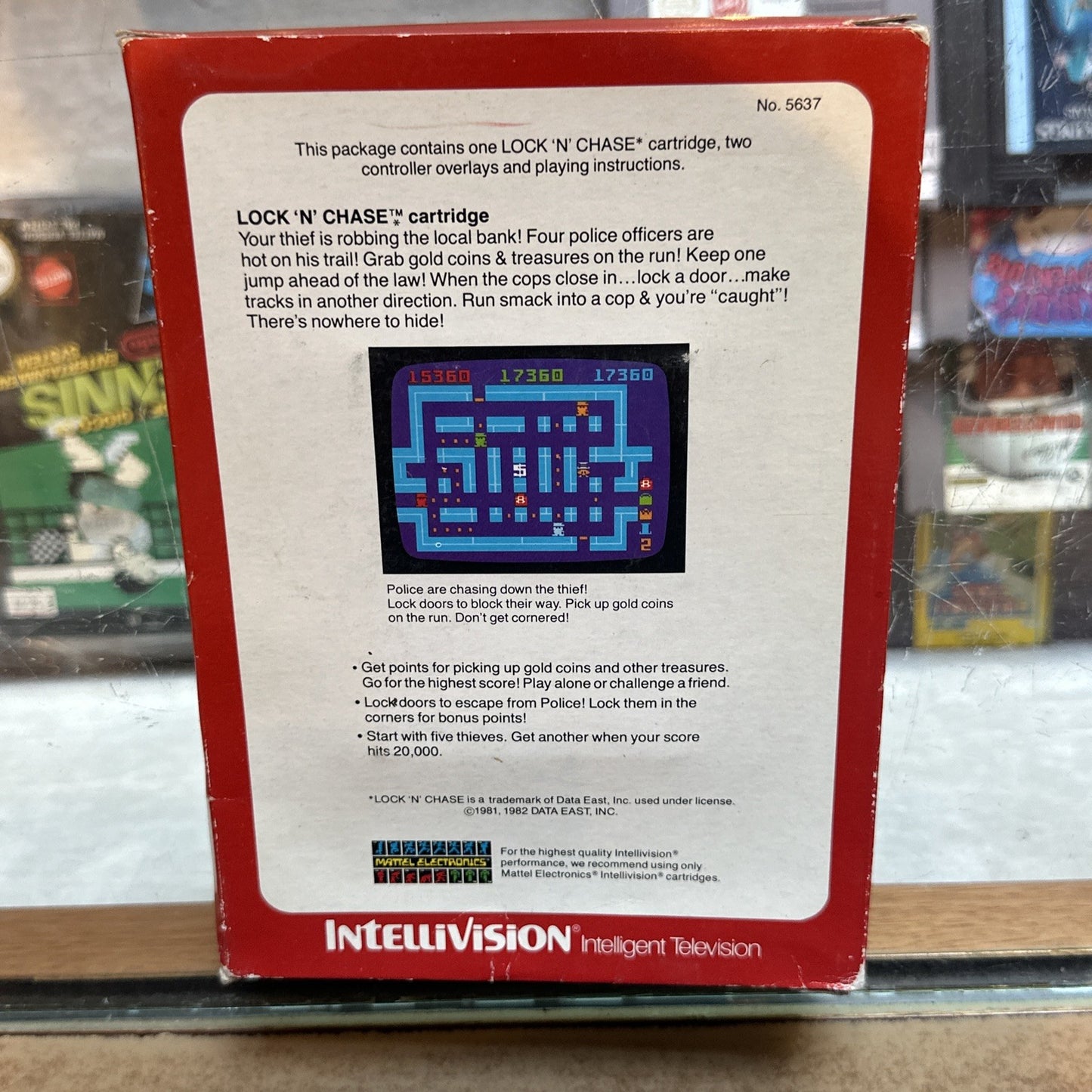 Lock N Chase • Mattel Intellivision Game In Box + Manual & Overlays (1982) Boxed