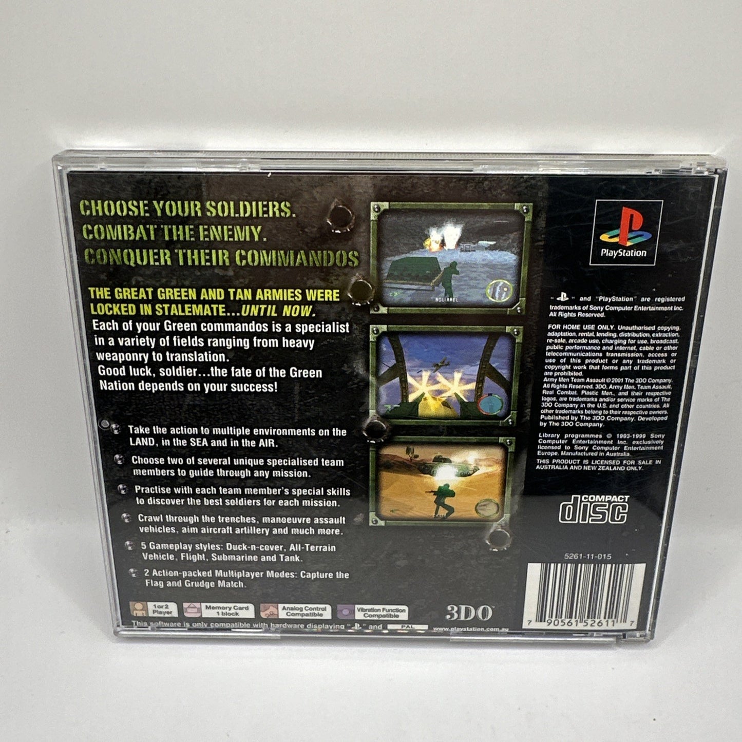 Army Men: Team Assault • Sony PlayStation 1 PS1 + Manual (2001) Complete • 3DO