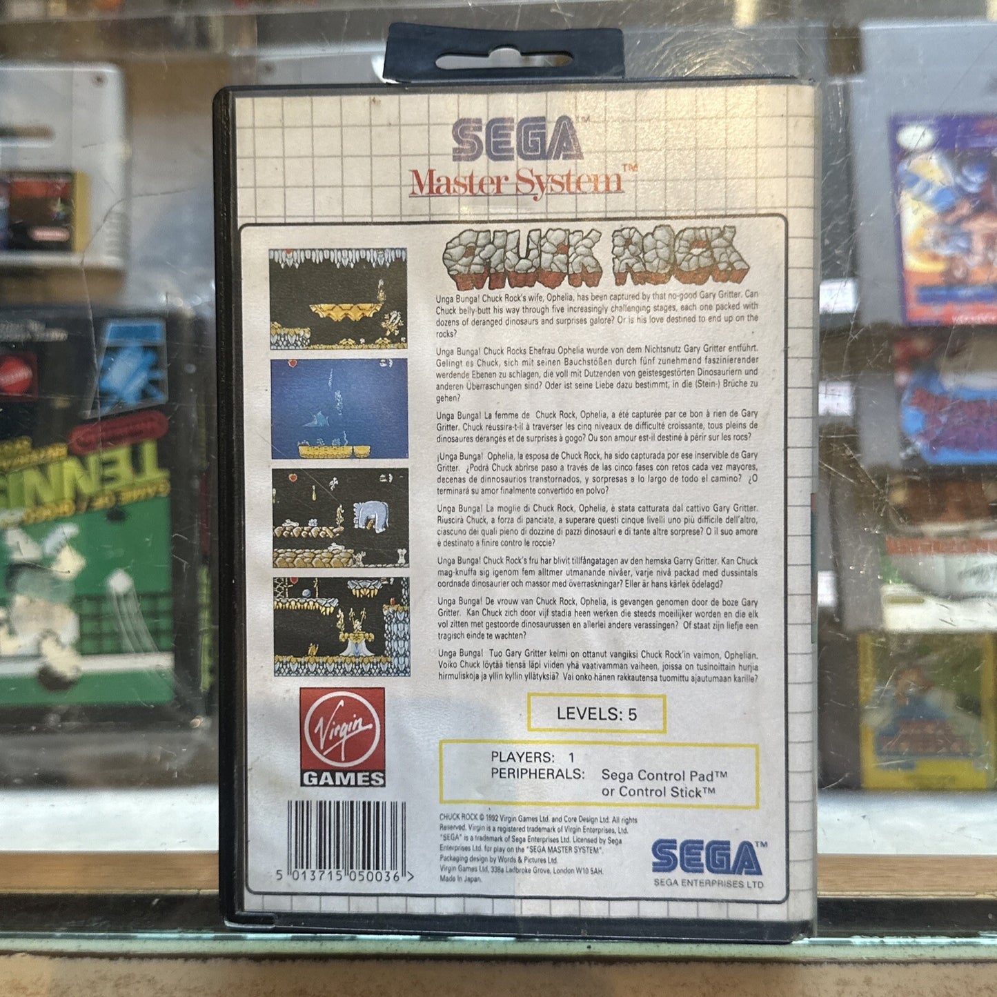 Chuck Rock • SEGA Master System Game In Box (1992) Boxed • PAL