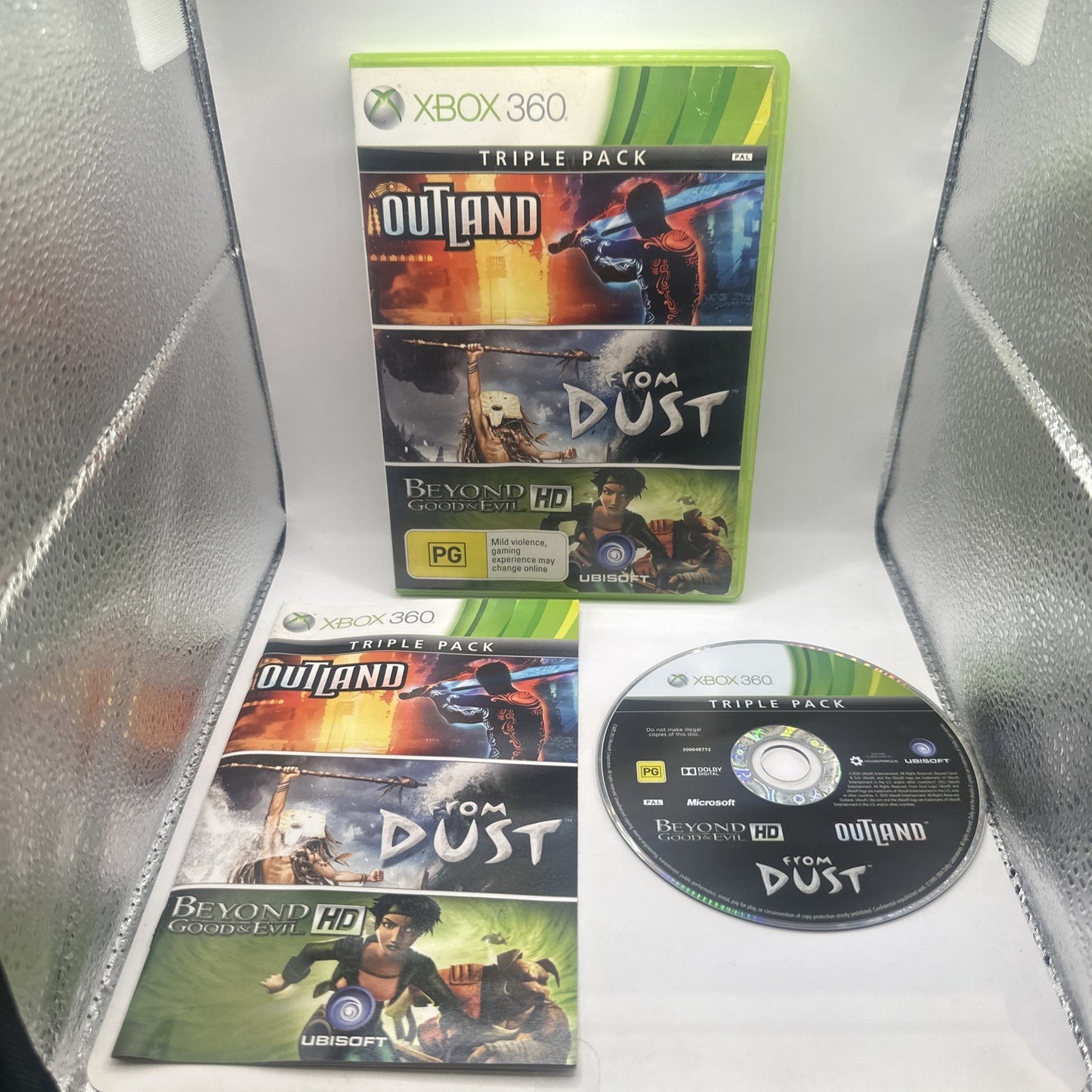 Triple Pack: Outland, From Dust, Beyond Good & Evil HD • Xbox 360 CIB • PAL AUS