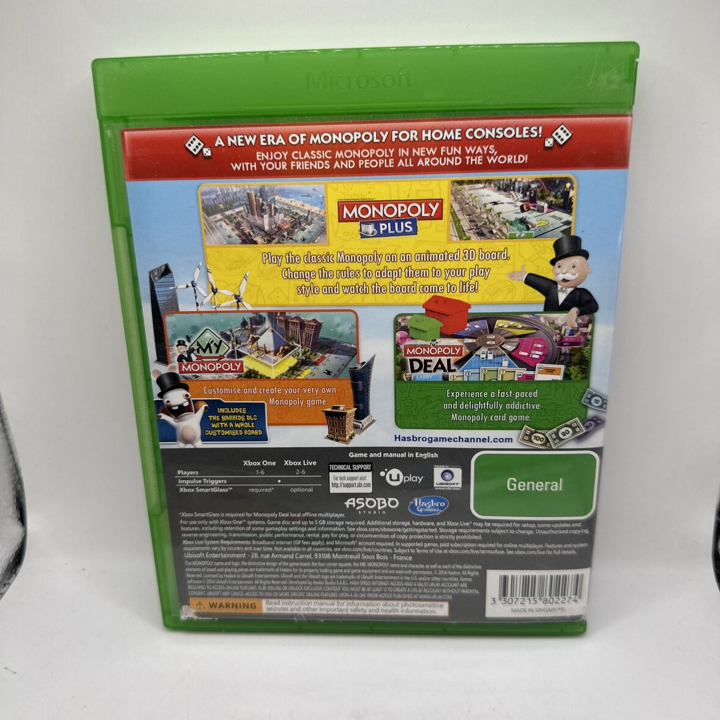 Monopoly Family Fun Pack • Xbox One Game + Manual (2014) PAL AUS • Complete CIB