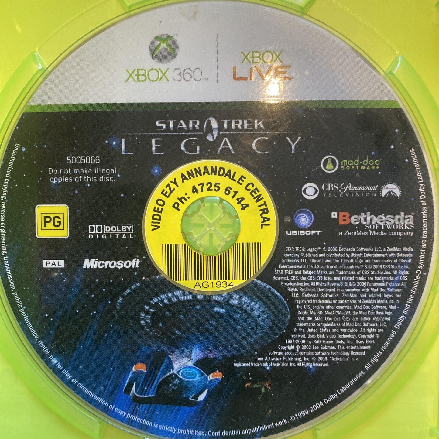 Star Trek Legacy Xbox 360 Game PAL (2006) Bethesda Ubisoft