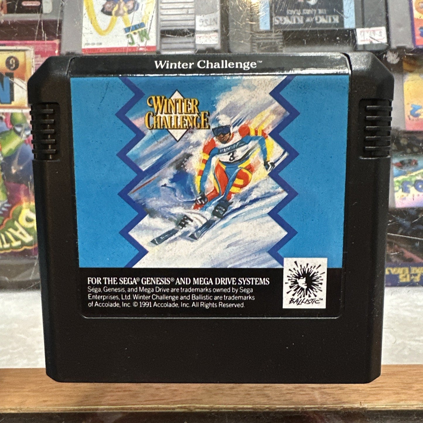 Winter Challenge • SEGA Genesis Game (1992) W/ Cardboard Box • Ballistic
