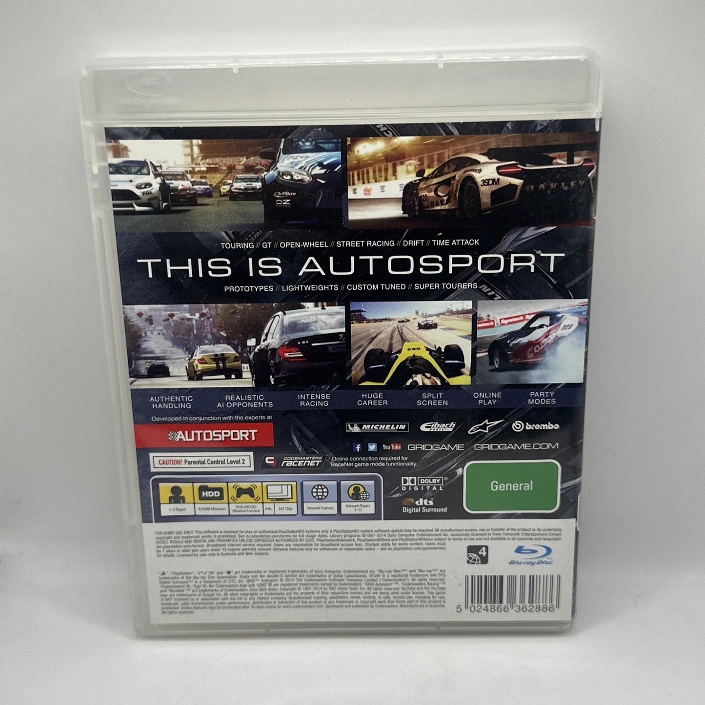 Grid Autosport • Playstation 3 PS3 Game (2014) AUS • Car Racing Games