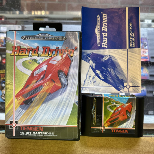 Hard Drivin' • SEGA Mega Drive Game + Manual (1991) Complete CIB • Car Racing