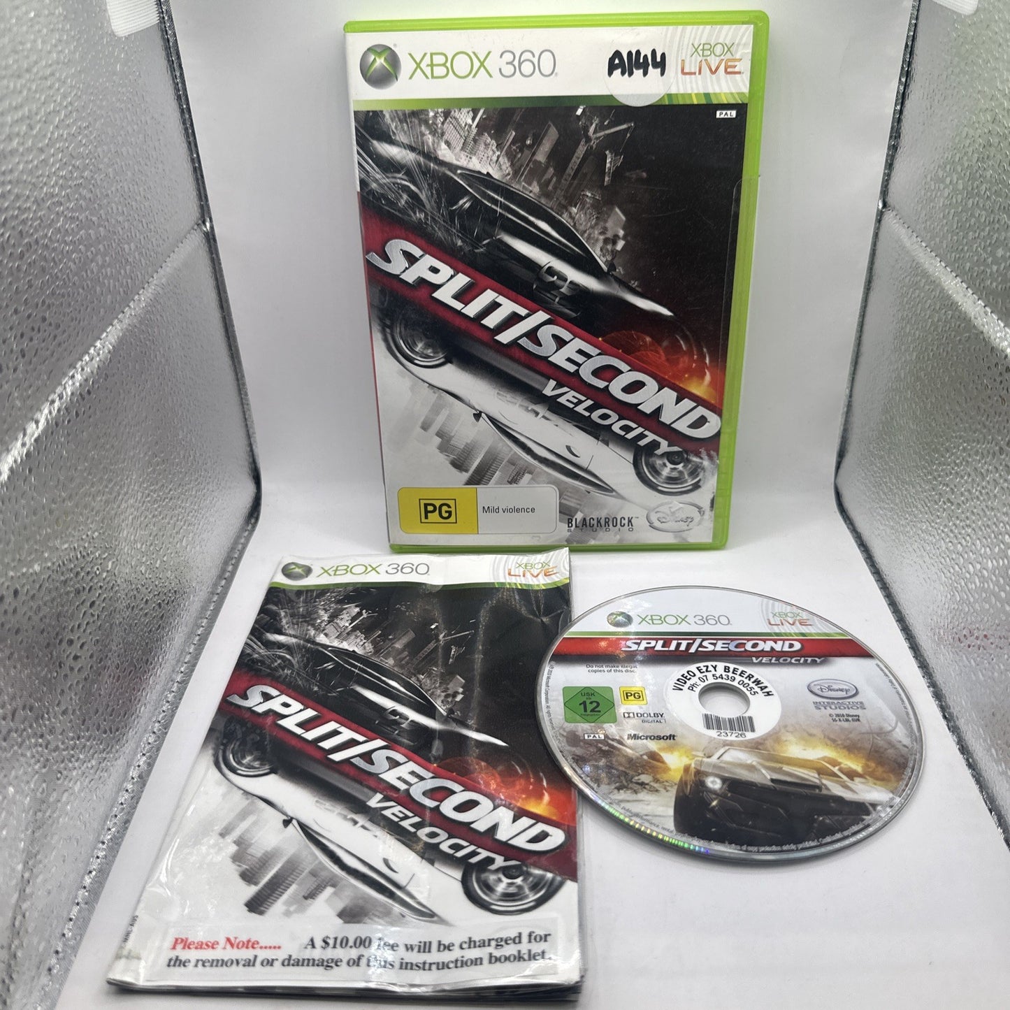 Split/Second Velocity • Xbox 360 Game + Manual (2010) PAL AUS Disney • Ex-Rental