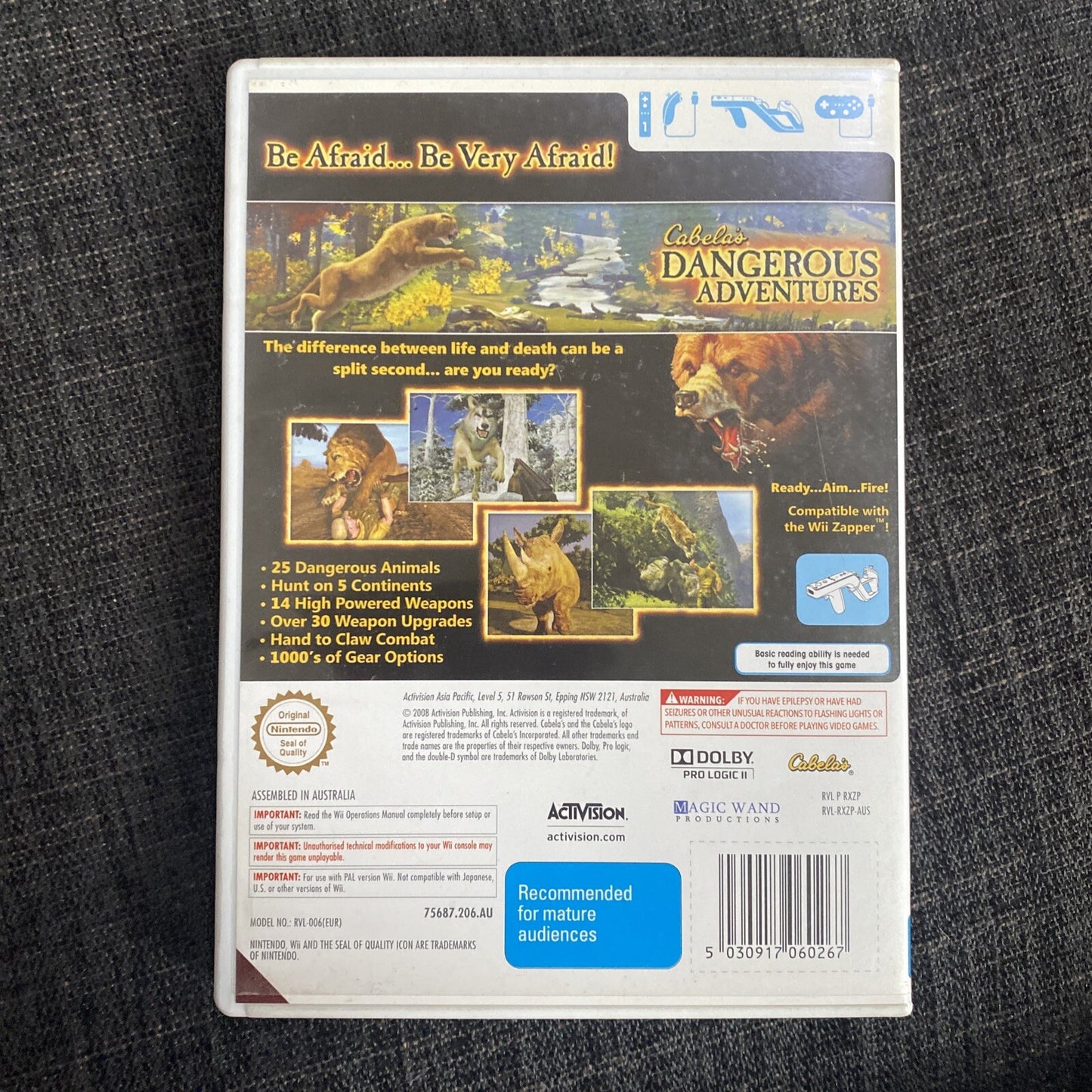 Cabela’s Dangerous Adventures Nintendo Wii Game • Complete (2008) Hunting Games