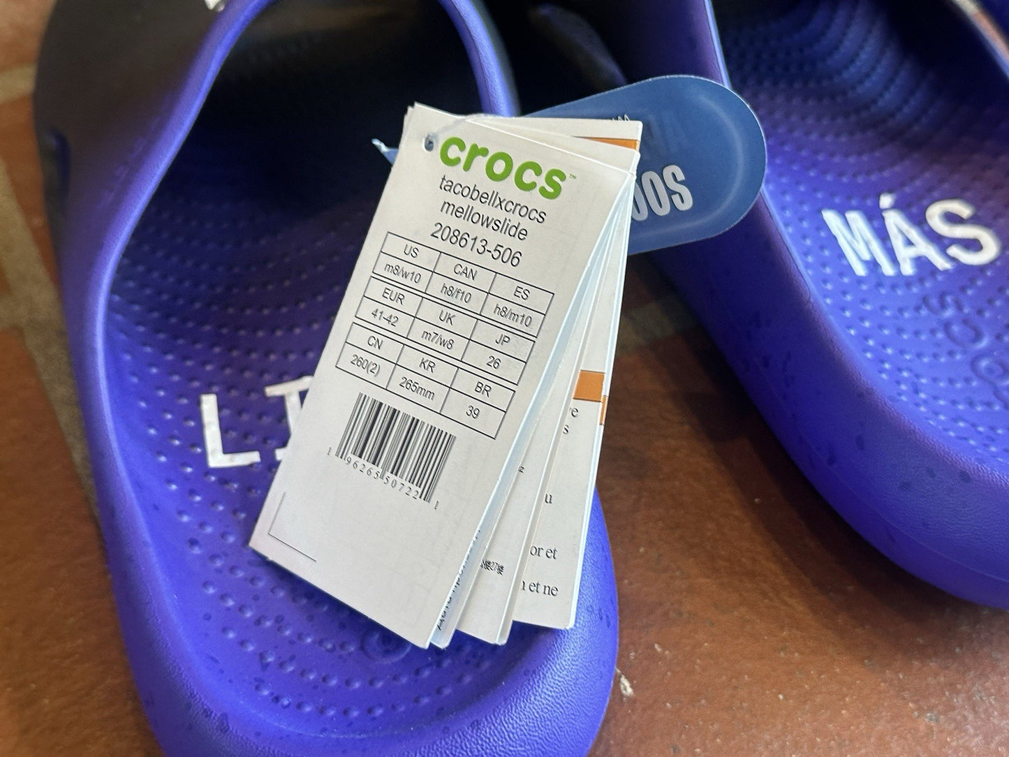 Crocs x Taco Bell Mellow Slide Sandal ‘Live Más’ *NEW* Size 8 Mens / 10 Womens