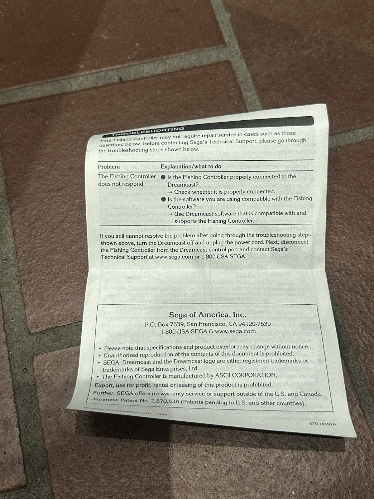 Sega Dreamcast Fishing Rod Controller + Box & Manual HKT-7800 USA Boxed Complete