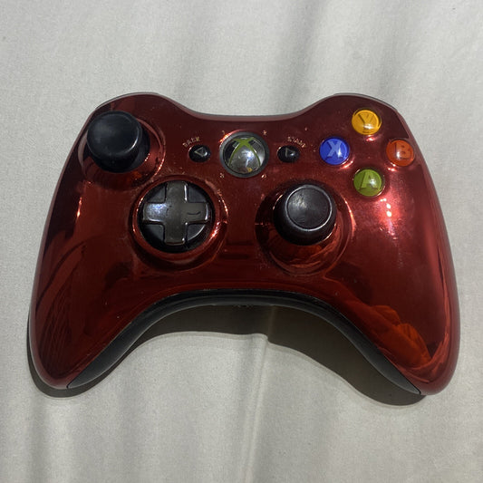 Microsoft Xbox 360 Red Chrome Controller *TESTED/WORKING!* Metallic • GENUINE!