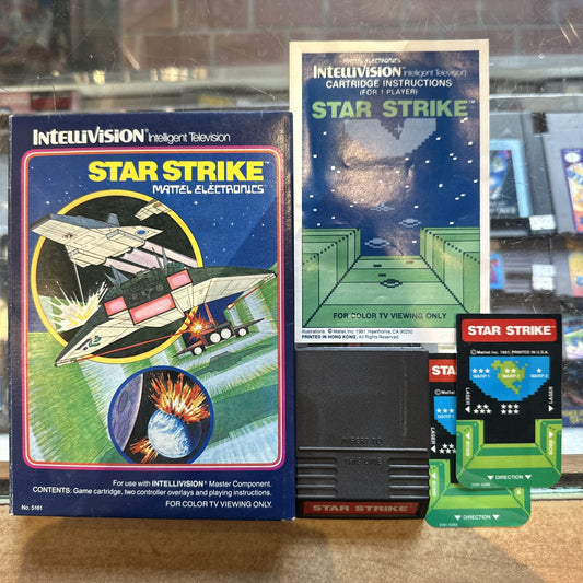 Star Strike • Mattel Intellivision Game + Manual/Overlays (1981) Boxed Complete