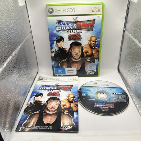 WWE Smackdown VS Raw 2008 • Xbox 360 Game + Manual PAL AUS Complete • Wrestling
