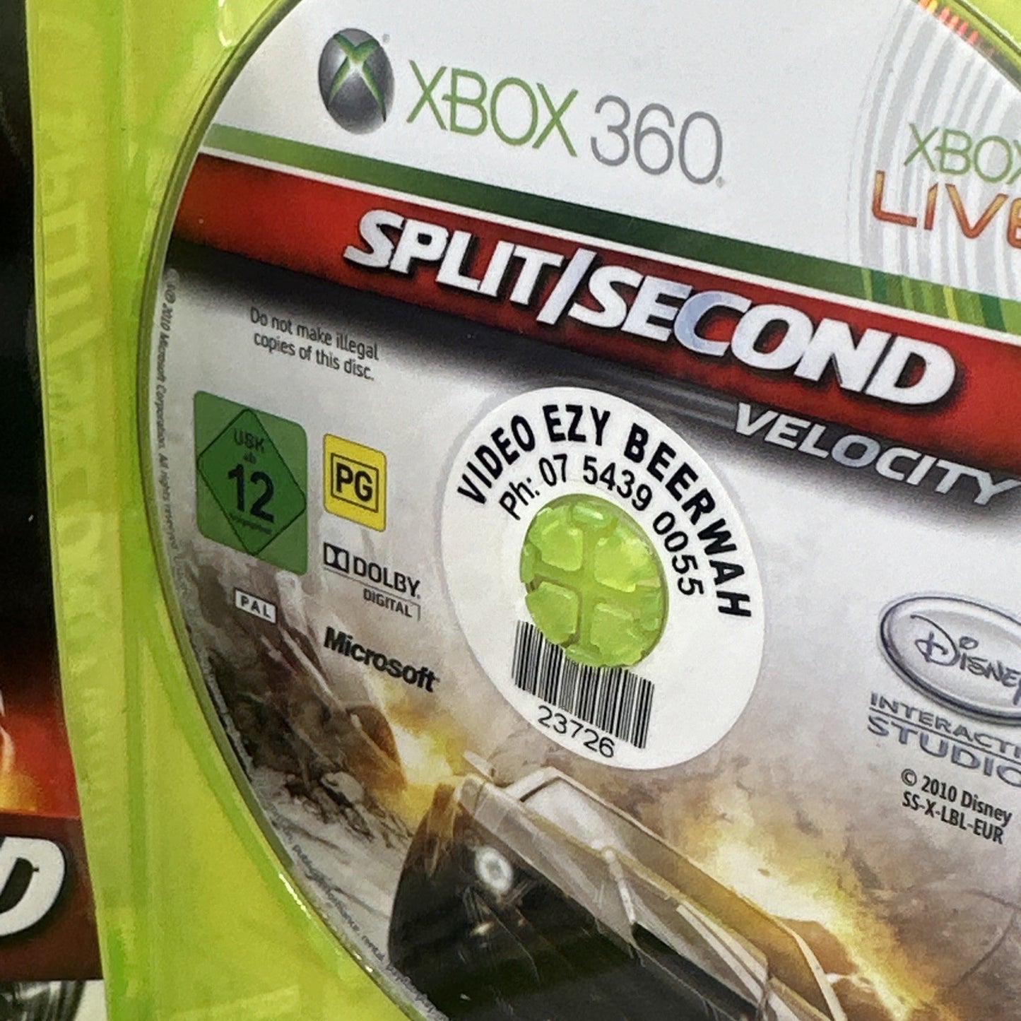 Split/Second Velocity • Xbox 360 Game + Manual (2010) PAL AUS Disney • Ex-Rental