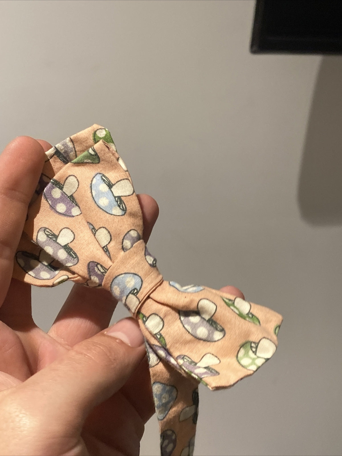 Vintage Clip On Bowtie With Mushroom Print/Pattern