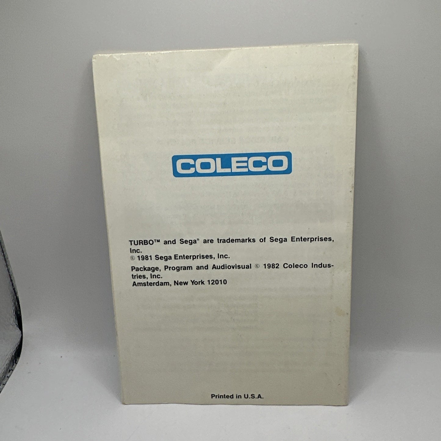 Turbo • ColecoVision Game + Manual (1982) SEGA Car Racing Games • Coleco