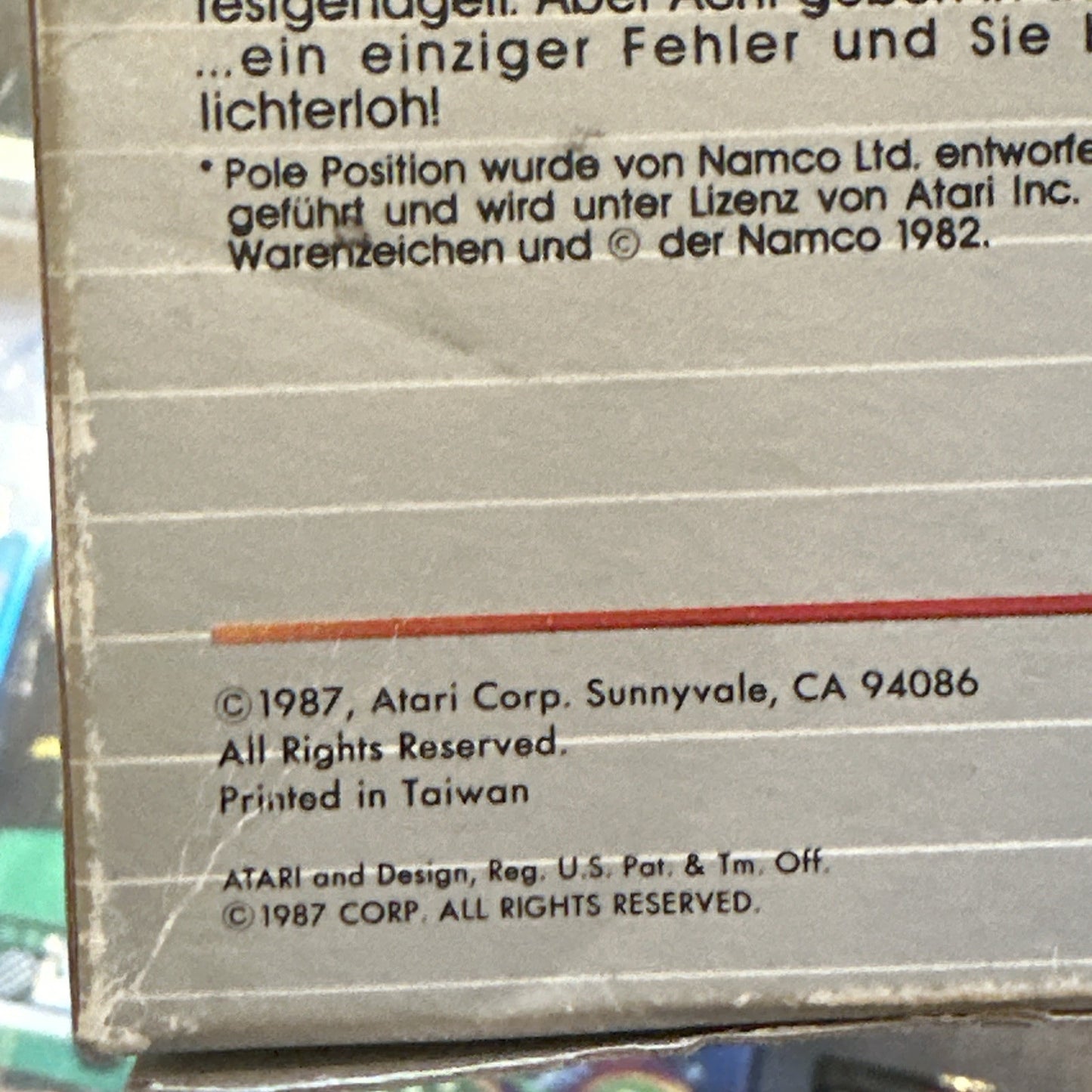 Pole Position • Atari XE/XL/400/800 PC Game In Box + Manual (1987) Boxed • CIB