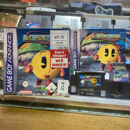 Ms Pac-Man Maze Madness Gameboy Advance Game • Complete In Box GBA + Manual