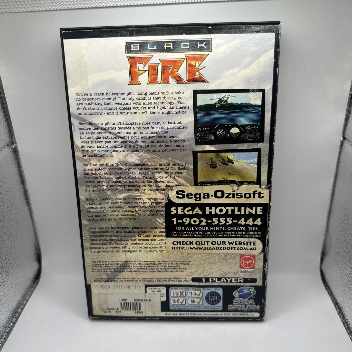Black Fire • Sega Saturn Game + Manual (1995) PAL • Complete • Combat Flight Sim