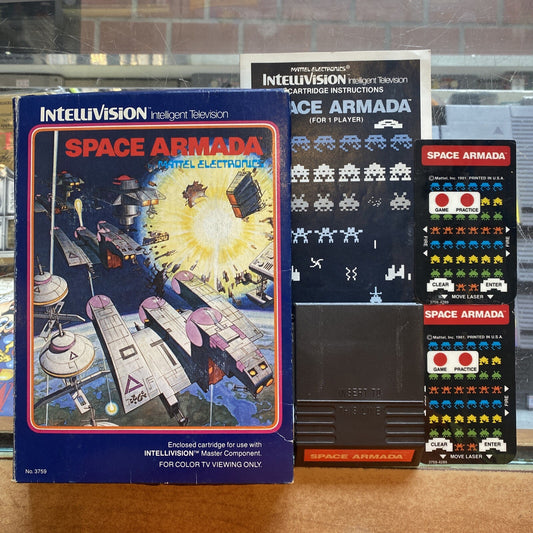 Space Armada Intellivision Game In Box + Manual + Both Overlays • Boxed • Mattel