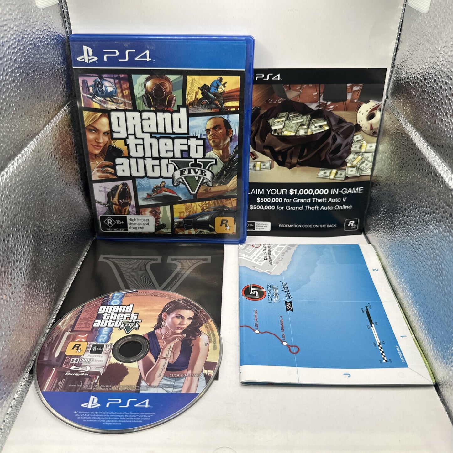 Grand Theft Auto V • PlayStation 4 PS4 Game + Poster/Map (2014) GTA 5 • AUS