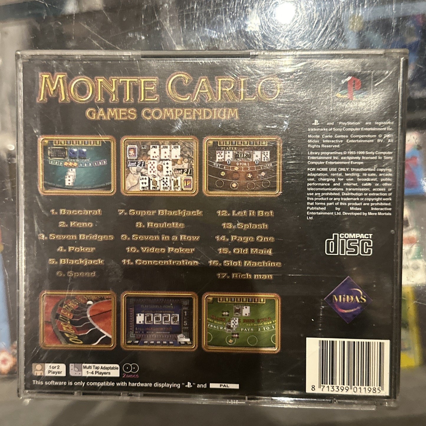 Monte Carlo Game Compendium • PS1 PlayStation 1 + Manual (2001) PAL • Casino