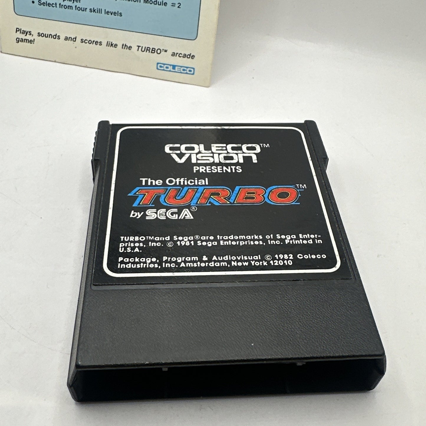 Turbo • ColecoVision Game + Manual (1982) SEGA Car Racing Games • Coleco